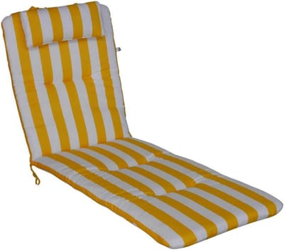 Ligkussen - Loungestoel kussen - Buiten ontspannen - Afneembaar hoofdkussen - 190 x 60 cm - Blauw wit gestreept
