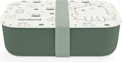 ML Baby: LUNCHBOX KIKKER 19x6x12,5cm, in bioplastiek en silicone, ecofriendly  collectie, luchtdicht, vaatwasmachinebestendig, 6m+