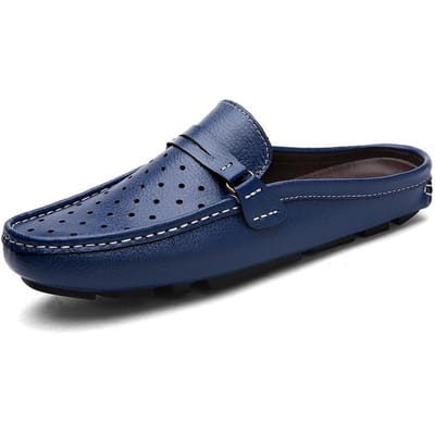 Authentiek Leren Neus Half Slippers Heren Instappers Ademende Buiten Slippers Zonder Hak Luie Sandalen 43 gray