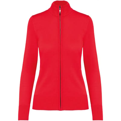 Kariban Dames cardigan met rits K962 - Red - L