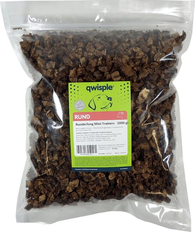 Qwisple Runderlong Mini Trainers - Honden Trainingssnoepjes - 100% Vlees Trainers - 1000 gr