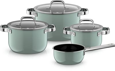 WMF Fusiontec 2.0 Mineral Pro - Pannenset - 4-delig - Eucalyptus Haze - Inductie - Krasbestendig - Geschikt voor alle warmtebronnen