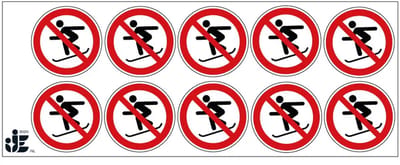 Snowboarden verboden verbodssticker - P077 | 5 cm - 10 stuks per vel