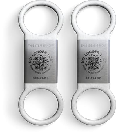 NoLongerLost - Helm Tag (x2) - Slimme Helm Tag - Wit - QR Code - tracking/tracing