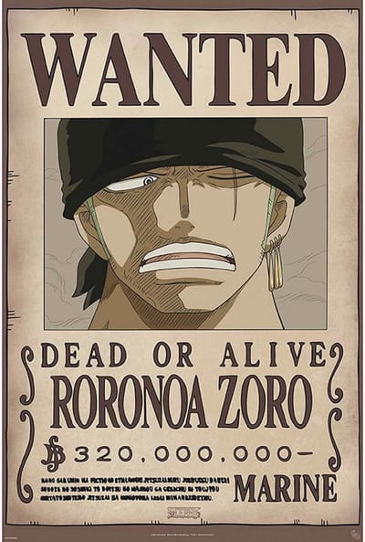 Wanted Zoro Poster - One Piece Collectie (91,5 x 61 cm)