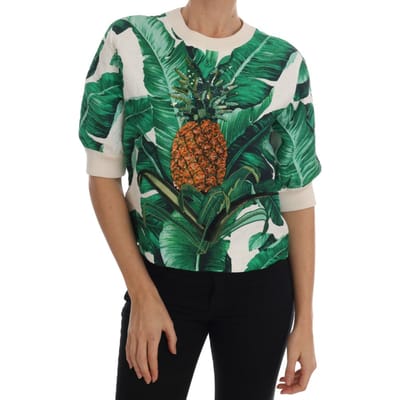 Dolce & Gabbana Vrouwen ananas banaan pailletten Crewneck Trui