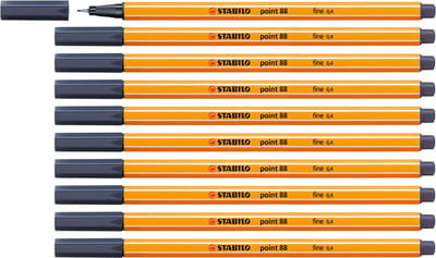 STABILO point 88 - Premium Fineliner - Fine 0,4 mm – Payne's Grijs Blauw – Doos 10 stuks