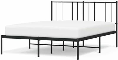 Bedframe met hoofdeinde - Stalen bedframe - Slaapkamer inrichten - Ruimte onder bed - 160 x 200 cm - Zwart