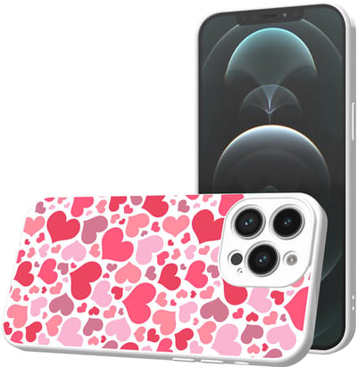 Smartphonica Telefoonhoesje Geschikt voor iPhone 12 Pro Max met Hartjes opdruk - TPU Back Cover Case Hearts Design - Wit geschikt voor iPhone 12 Pro Max