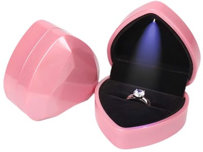 JHUBERS- Sieradendoosje Hartvormig met LED-licht - Ringdoosje Verloving - Sieraden Geschenkdoos - Fluwelen Oorbellen - Luxe Ontwerp - Zachte Stof - Ringdoos