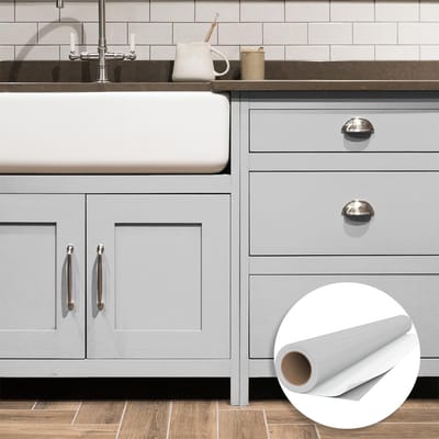 Waterdichte zelfklevende vinylfolie op rol per meter - Afwasbare sticker voor keuken, meubels, kasten, deuren - 60 cm x 7 m - Lichtgrijs