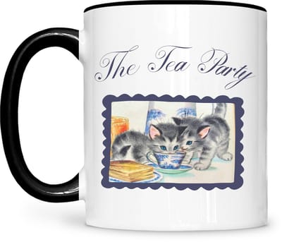 The Tea Party Blauw Mok – Schattig Kittens– Dierenliefhebber – Moederdag cadeau – Cadeau voor moeder – Mokken en bekers – Cadeau voor vrouw – Valentijndag – Cadeau voor Hem of Haar – 325ml Koffiemok