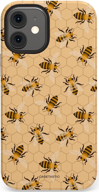 Casetastic Hoesje Geschikt voor Apple iPhone 12 Mini - Stijlvolle Beschermende Duo-layer Case - Zomer Bijen Look