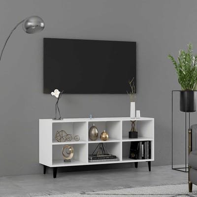vidaXL - Tv-meubel - met - metalen - poten - 103,5x30x50 - cm - wit