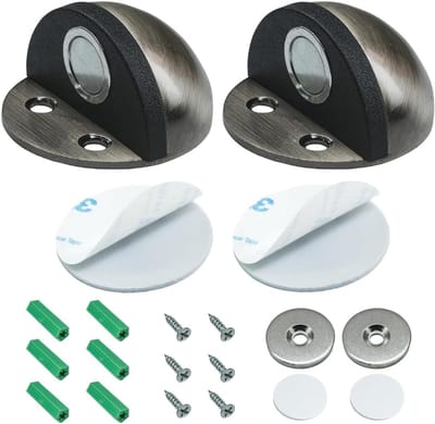Set van 2 Magnetische Deursloten en RVS Deurstoppers voor Onzichtbare Wand- en Deurbescherming in Antiek Brons