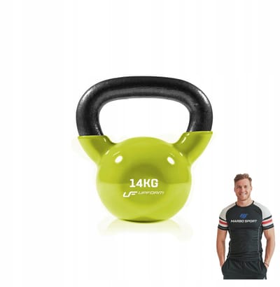 Marbo Sport - Kettlebell - UpForm - 14 kg - Gietijzer met vinylcoating - Voor functionele training en thuisgym en Home Gym - Limoengroen