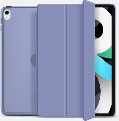 geschikt voor iPad Air Folio Hoesje | geschikt voor iPad Air 4 (2020) | geschikt voor iPad Air 5 (2022) | Smart Cover | Hard Back Case | geschikt voor iPad Air Case met standaard lavender grey