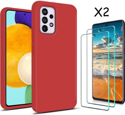 Hoesje Geschikt Voor Samsung Galaxy A53 hoesje silicone soft cover Rood - Hoesje Geschikt Voor Samsung Galaxy A53 5G Silicone colour hoesje - Galaxy A53 case Liquid Nano Silicone cover - A53 Screenprotector 2 pack