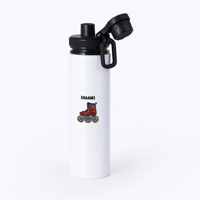 Hacebo® - Rolschaats met eigen naam waterfles met draaidop zwart - Sport - fanatieke rolschaatsers - sport - verjaardagscadeau - klein cadeautje - kado - gift - geschenk - verrassing - water fles - 850ML