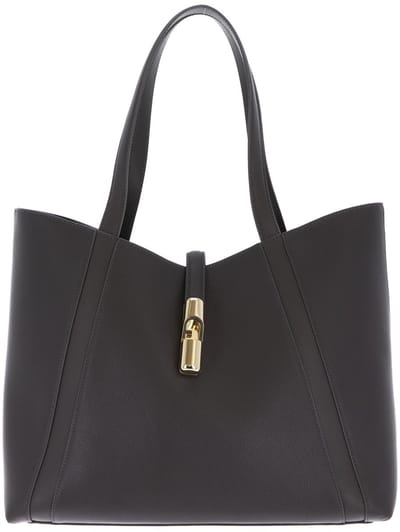 FURLA Leren shopper Goccia Tote Bag Urban Gray donkergrijs