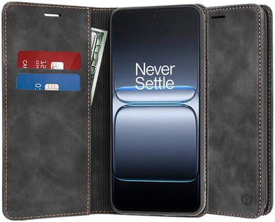 Hoesje geschikt voor OnePlus Nord 5 - Techsuit Confy Book Wallet Case - Zwart