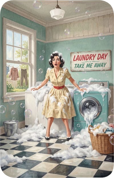 WC mat 50x80 cm - Antislip - Retro - Blauw - Vrouw - Toiletmat - Vloermat - Douchemat - Toilet tapijt - Toiletmatten