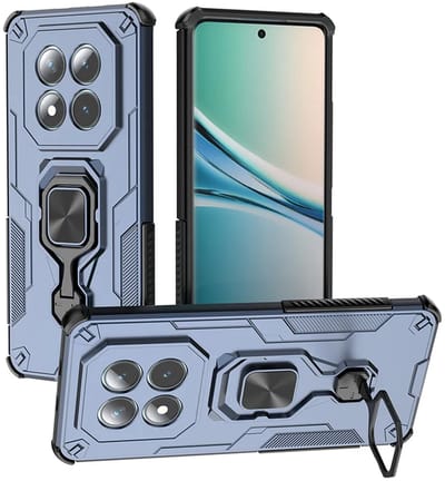 MobyDefend Hoesje - Geschikt voor Xiaomi Redmi Note 15 5G - Dubbelgelaagde Pantsercase Met Standaard - Blauw