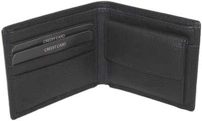 OI zwarte leren heren portemonnee klein / kleinste model billfold waar biljetten in passen / plat beursje voor 4 pasjes / RFID SAFE / zwart / 183