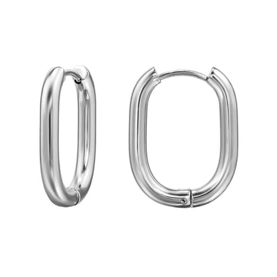 Zilver kleurige stainless steel ovale 23MM huggie dames oorbellen | chirurgisch staal | hypoallergeen | Zilverana | RVS