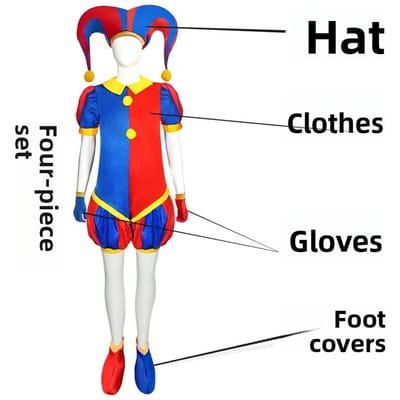 Pomni Cosplay Kostuum Anime Pomni Ragatha Cosplay Jurk Cartoon Clown Uniform Halloween Carnavalskostuums voor Dames Heren Unisex 130 blue