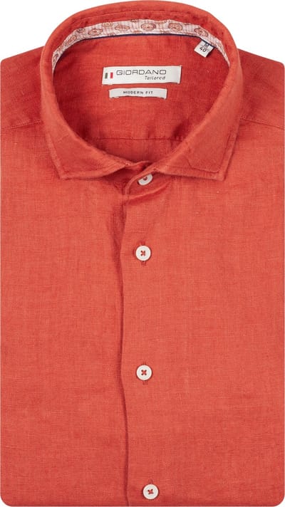 Giordano – Row – Heren Overhemd - Cutaway kraag – Linnen Overhemd - Rood – 617811-31