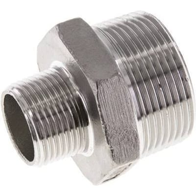 3/4'' NPT x 1 1/4'' NPT RVS Borstnippel 16 Bar