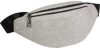 KIMU® Heuptasje Zilver Glitters Fanny Pack - Zilveren Kleine Heuptas - Glitter Tas Tasje Metallic Festival