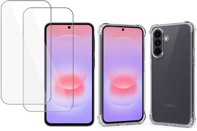 TechNow Hoesje + Screenprotector 2x geschikt voor Samsung Galaxy A37 – Gehard Glas – Extreme Shockproof Case – Transparant