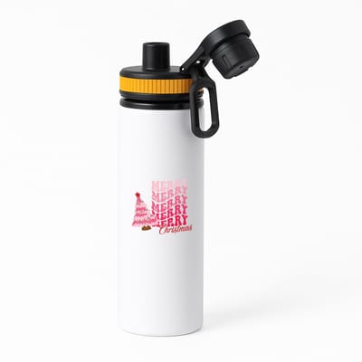 Hacebo® - Kerst merry christmas waterfles met draaidop oranje - Kerstmis - Kerst beker - winter - kerst - christmas - kerst cadeau - water fles - 850ML