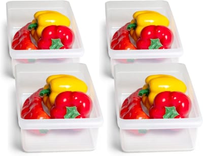 Novaliv 4X koelkastorganizer 30,5 x 7,5 x 16 cm BPA-vrije organisatie Gemaakt in Duitsland Gemakkelijk schoon te maken Voedselveilige opbergcontainer voor de koelkast Vaatwasserbestendig Keukenorganisatiesysteem