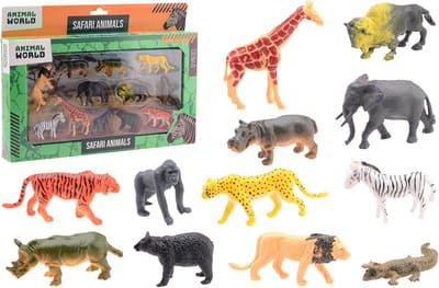 Johntoy wilde dieren speelset - Animal World 12-delig speelgoed.