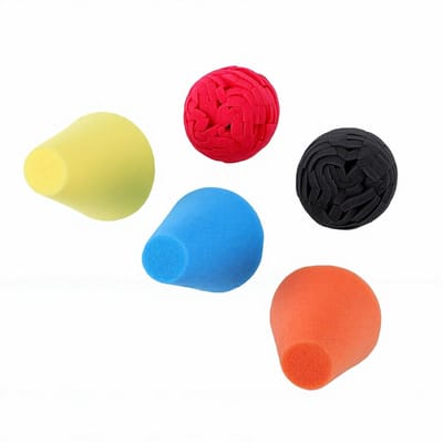 Polijstspons Set - Boor Opzetstukken - Autowielen Detailing - 5 Delig Kegel & Bal - 6 Mm Schacht - Grijs