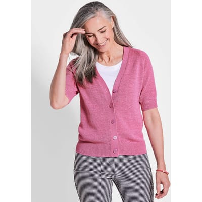 Tricot jasje van koel lintjesgaren - roze - Gr. 48 van Goldner Fashion