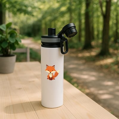 Hacebo® - Vossen waterfles met draaidop grijs - Katten - Dieren liefhebbers - Dierentuin - katachtigen - water fles - 850ML