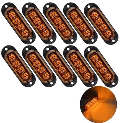 10 x 4 Led Zijmarkeringslichten voor Vrachtwagens en Aanhangers - 12/24V Waarschuwingslicht (Geel)