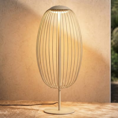 Lucande LED buiten vloerlamp Richi, beige, hoogte 90 cm, IP44