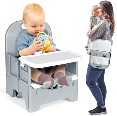 Opvouwbare Peuter Stoelverhoger met Eetblad - Stabiele, Draagbare Stoel voor Baby's tot 15kg