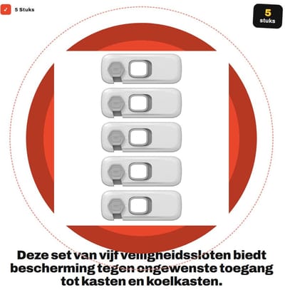 Dailygoods - 5 Stuks Veiligheidssloten voor Kasten en Koelkasten