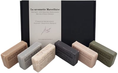 Soap bar cadeauset savon de marseille zeep Marius, Pavot, Huile d'argan, Lait de coco, fleur de coton, Monoi - vaderdag cadeau - mannencadeau - papadag - giftset - brievenbuscadeau mannen