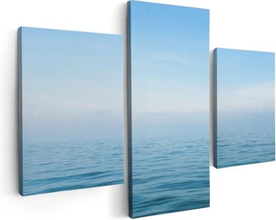 Artaza Canvas Schilderij Drieluik Zee Met Een Blauw Hemel Achtergrond - 90x60 - Foto Op Canvas - Canvas Print