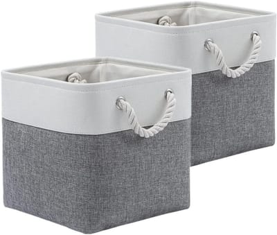 Famanu – Stoffen opbergkubussen – Met touwgrepen – Opvouwbare manden voor speelgoed, kleding en planken – 28 x 28 cm