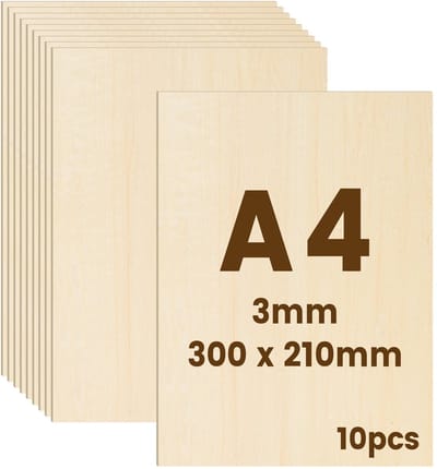 Dailygoods- Multiplexplaat 3 mm - Set van 10 Stuks - A4/A3 Formaat - Houten Plaat voor Modelbouw - Precisie Gesneden - Milieuvriendelijk Balsahout - Houten Platen