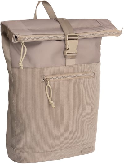 New York Ribbi Rolltop Rugzak 17-21L Schooltas & Werktas Ribstof Laptop Rugtas 15.6 inch Taupe