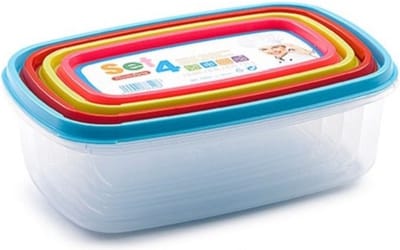 PlasticForte Vershoudbakjes - set van 4x - diverse formaten - 250+400+700+1000 ml